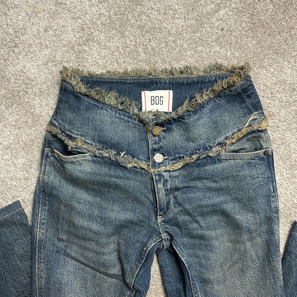 BDG Women's Blue Frayed Jeans